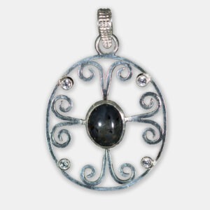 silver and sapphire pendant