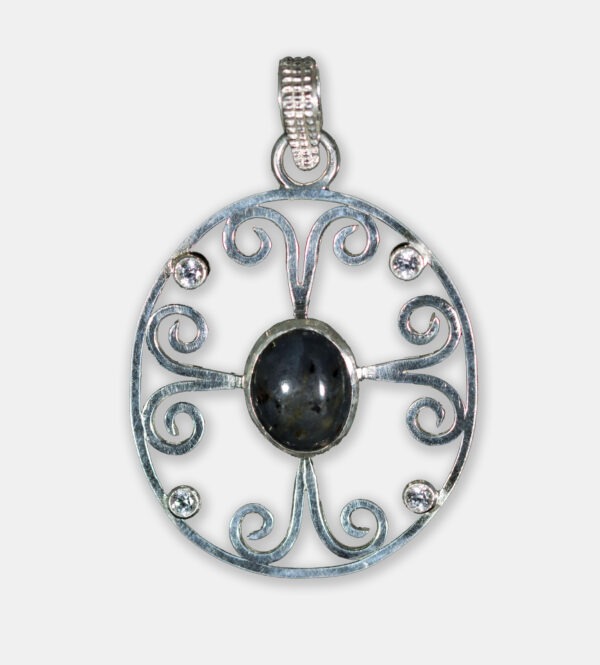 silver and sapphire pendant