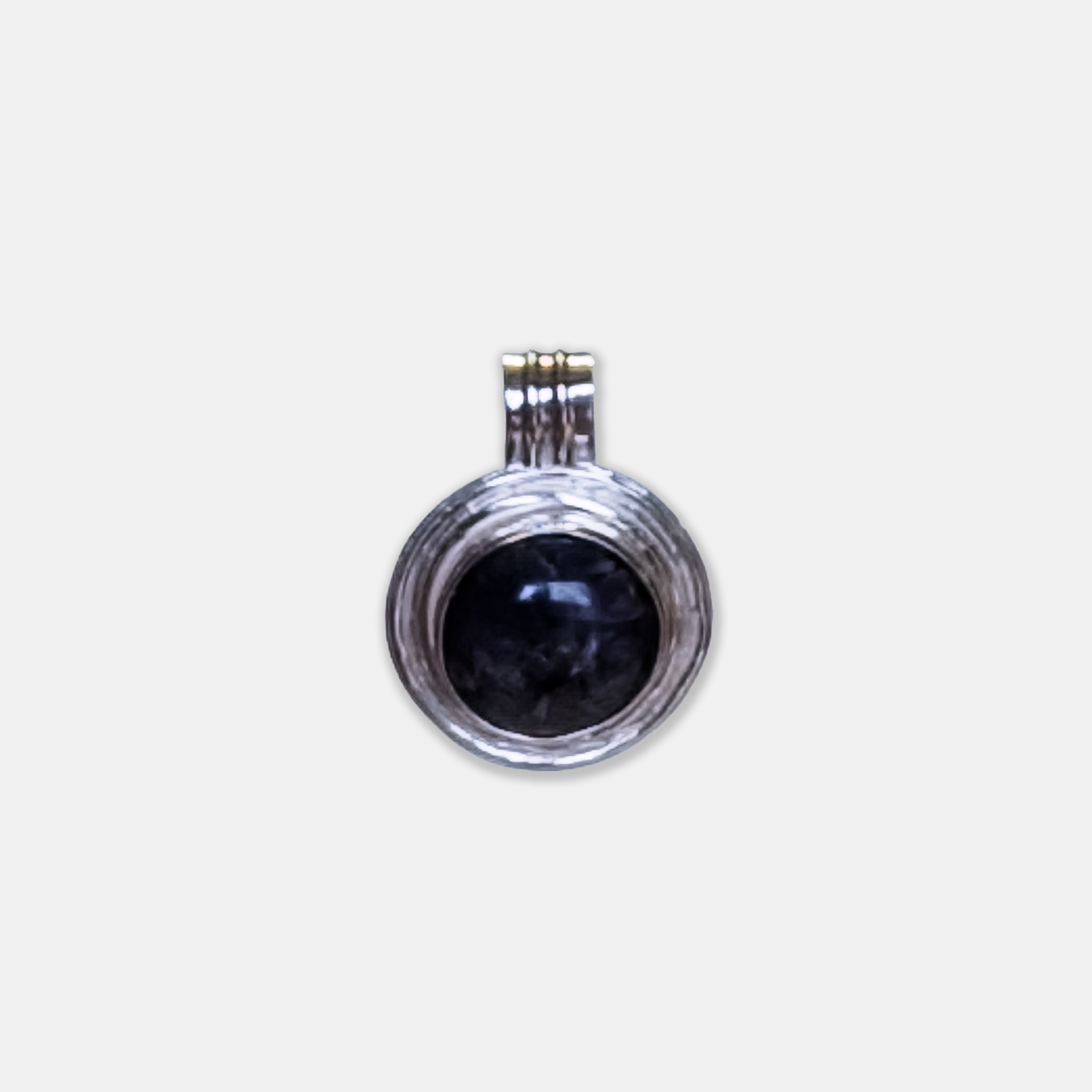 Round Sapphire with Silver Ridges Pendant